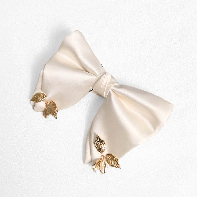 Men's Double-Layers Leaves Oversized Bow Tie Pocket Square