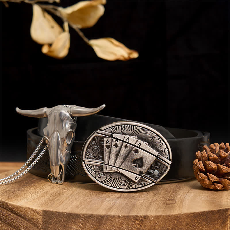 Western Gadget DIY Hidden Knife Buckle Longhorn Bull Pendant Bundle Set