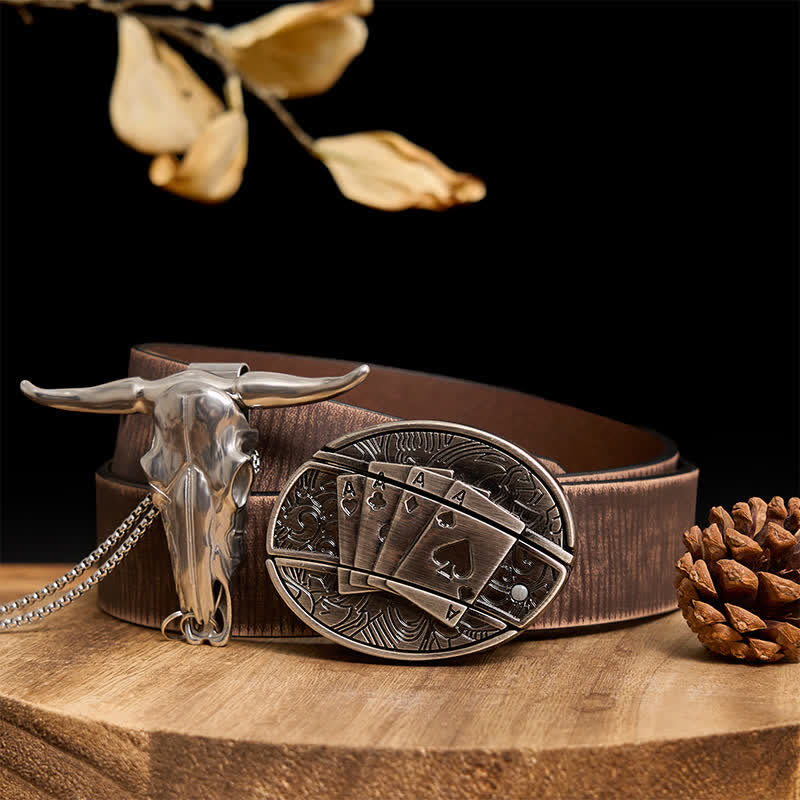 Western Gadget DIY Hidden Knife Buckle Longhorn Bull Pendant Bundle Set