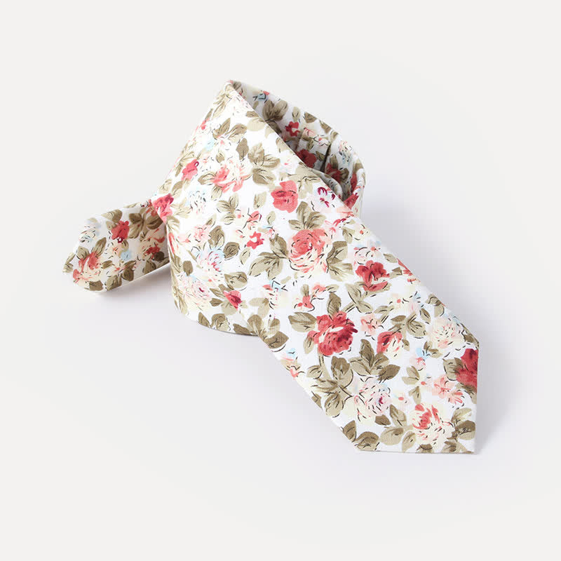 Men's Cute Fresh Flower Pattern Cotton Necktie