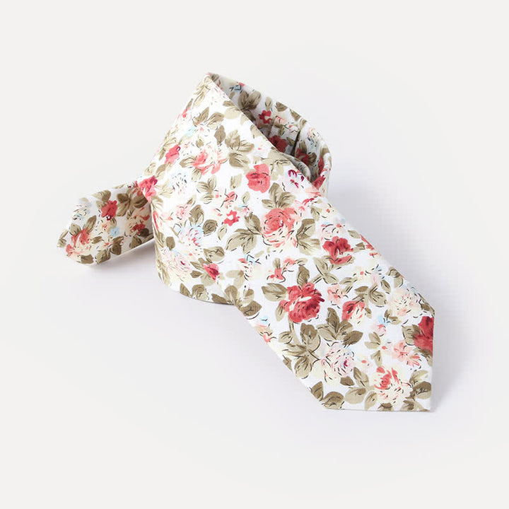 Men's Cute Fresh Flower Pattern Cotton Necktie