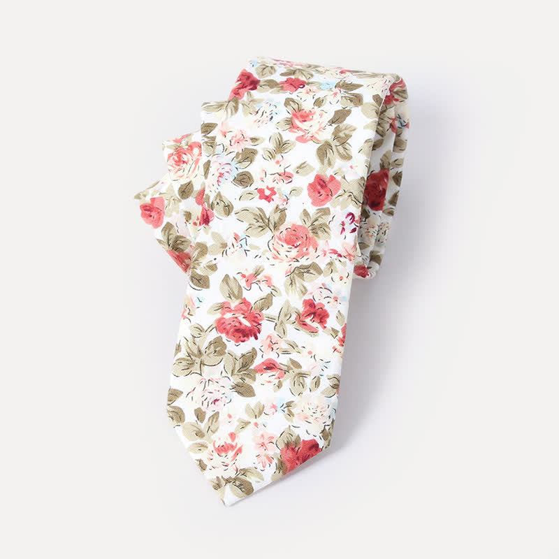 Men's Cute Fresh Flower Pattern Cotton Necktie
