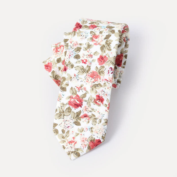 Men's Cute Fresh Flower Pattern Cotton Necktie