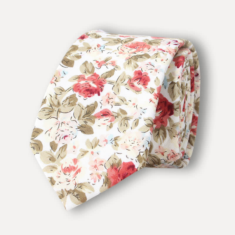Men's Cute Fresh Flower Pattern Cotton Necktie