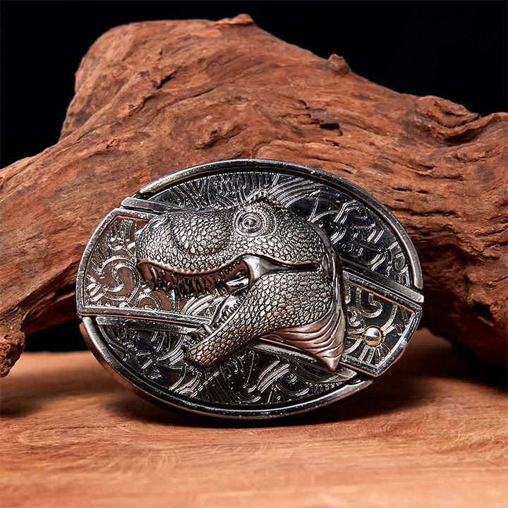 Men's DIY Dinosaur Hidden Folding Knife Leather Belt