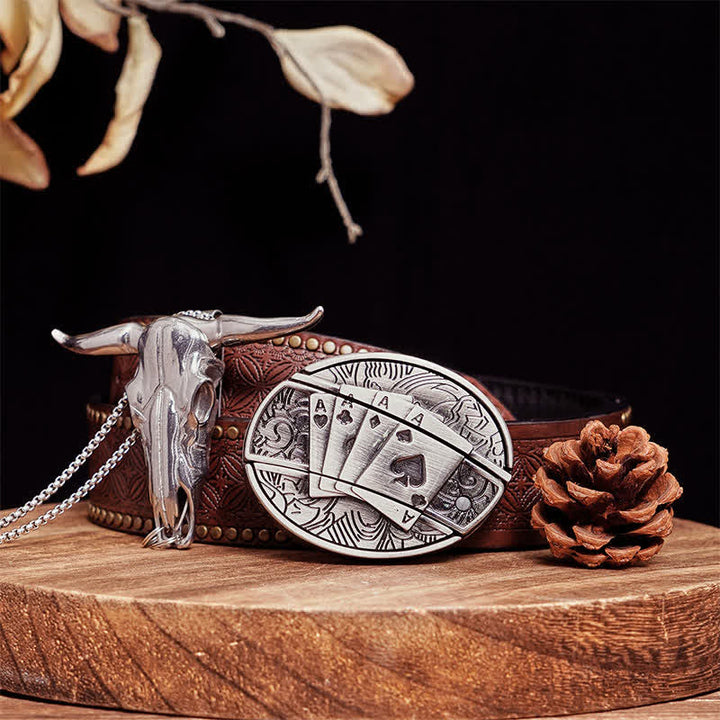 Western Gadget DIY Hidden Knife Buckle Longhorn Bull Pendant Bundle Set