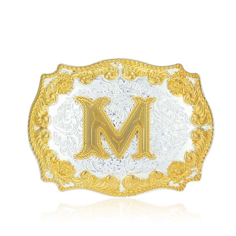 Men's DIY Golden Initial Letter Buckle Leather Belt - image 18