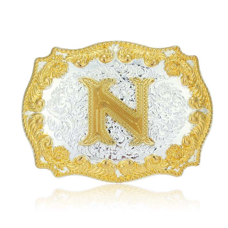 Men's DIY Golden Initial Letter Buckle Leather Belt - N - Without Belt - image 19