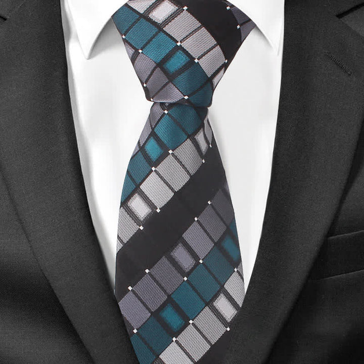 Men's Colorful Patch Square Checkered Necktie