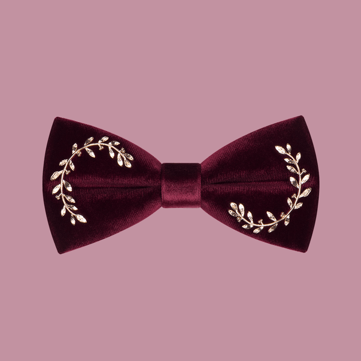 Men's Vine Leaves Velvet Bow Tie