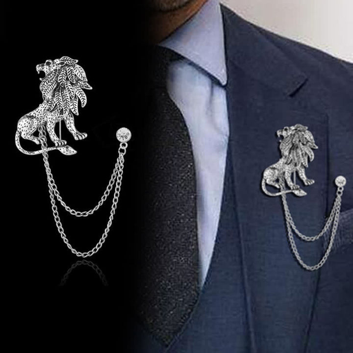 Men's Domineering Lion Chain Brooch