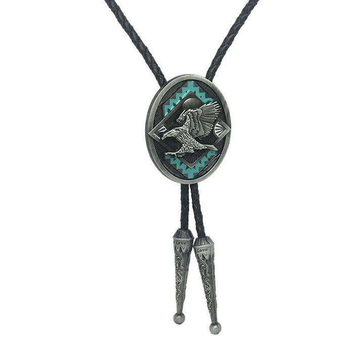 Native Western Vintage Tribal Flying Eagle Bolo Tie