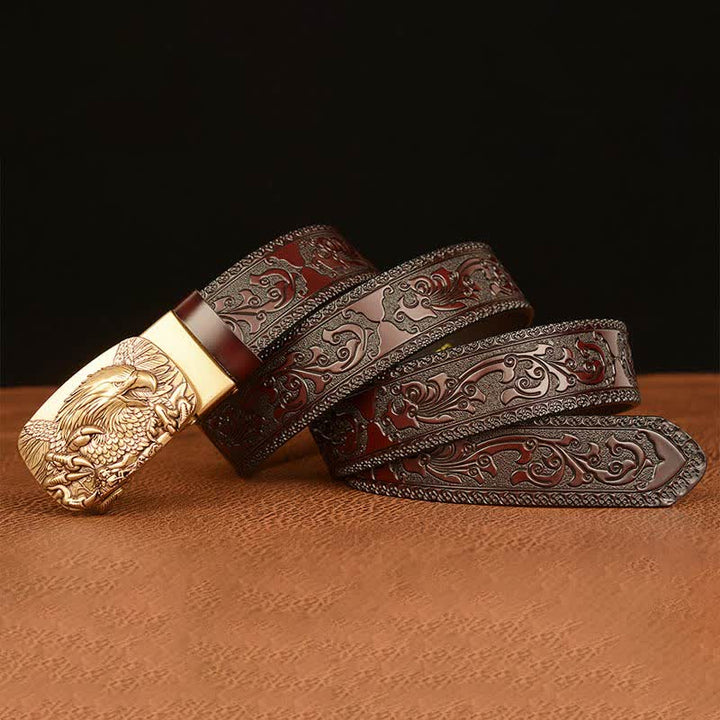 Men's Eagle Buckle Genuine Leather Embossing Belt