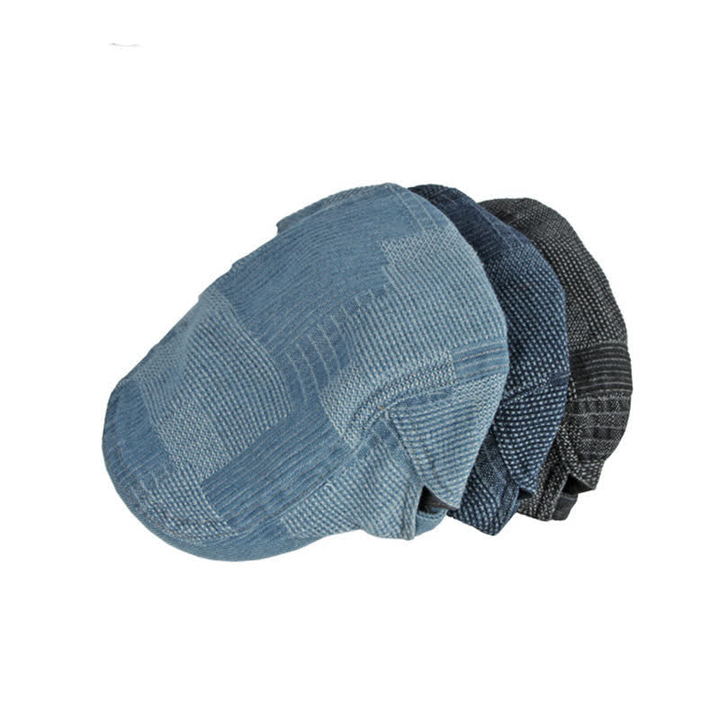 Personality Painter Washed Denim Beret Flat Cap