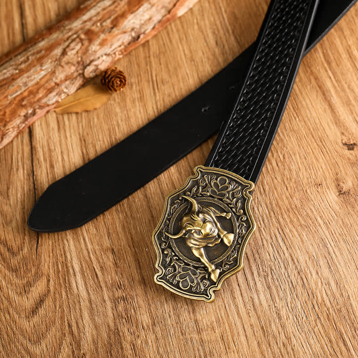 Men's Yak Matador Style Bull Buckle Leather Belt