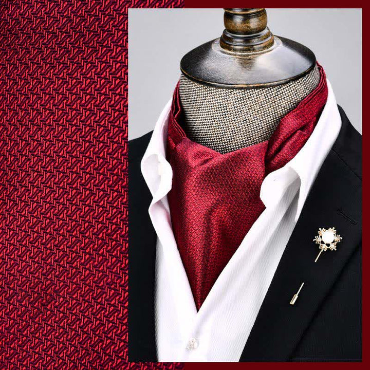 Red Modern Grandeur Geometry Ascot Cravat