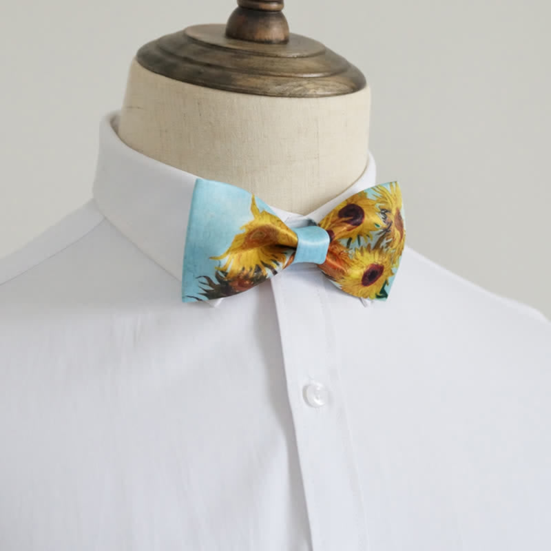 Men's Painting Sunflowers Vase Bow Tie