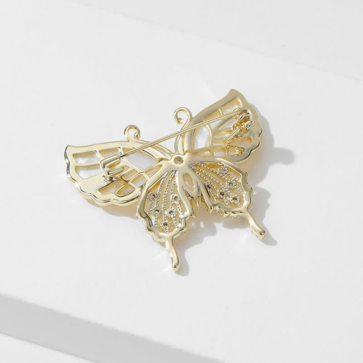 Women's Natural Shell Butterfly Brooch