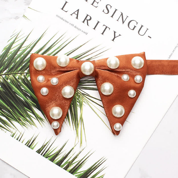 Pearls Bright Oversized Pointed Bow Tie