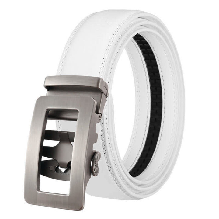 Men's Simple Hollow Automatic Buckle Leather Belt