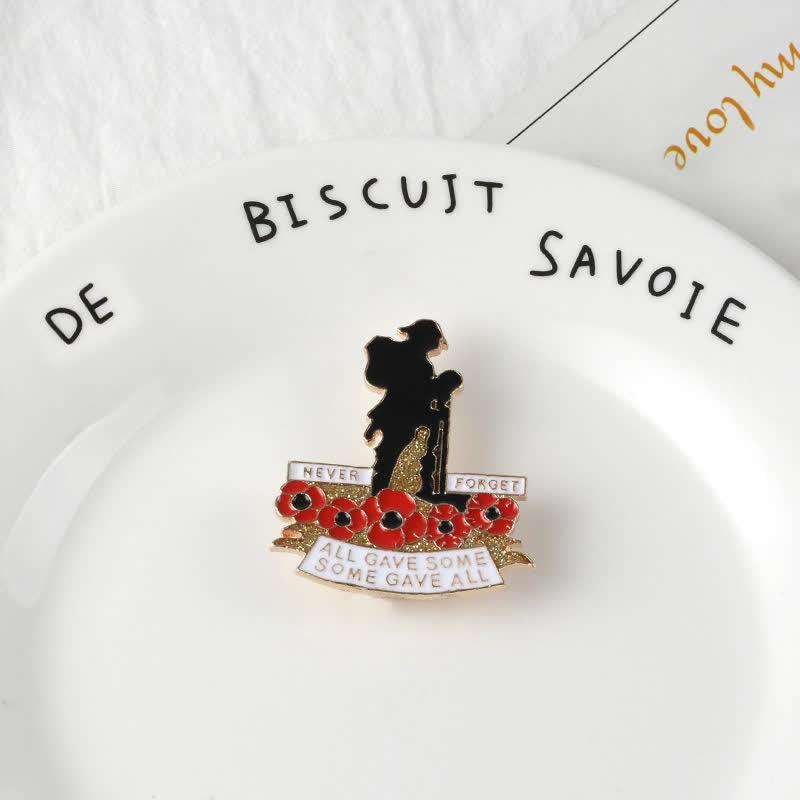 Unisex Memorial British Soldier Poppy Brooch