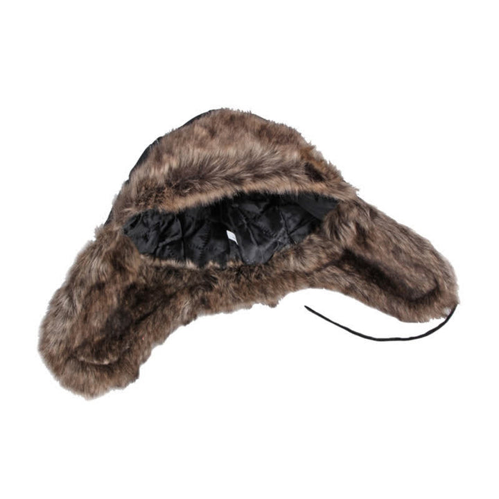 Soft Fluffy Ear Protection Imitation Leather Trapper Hat