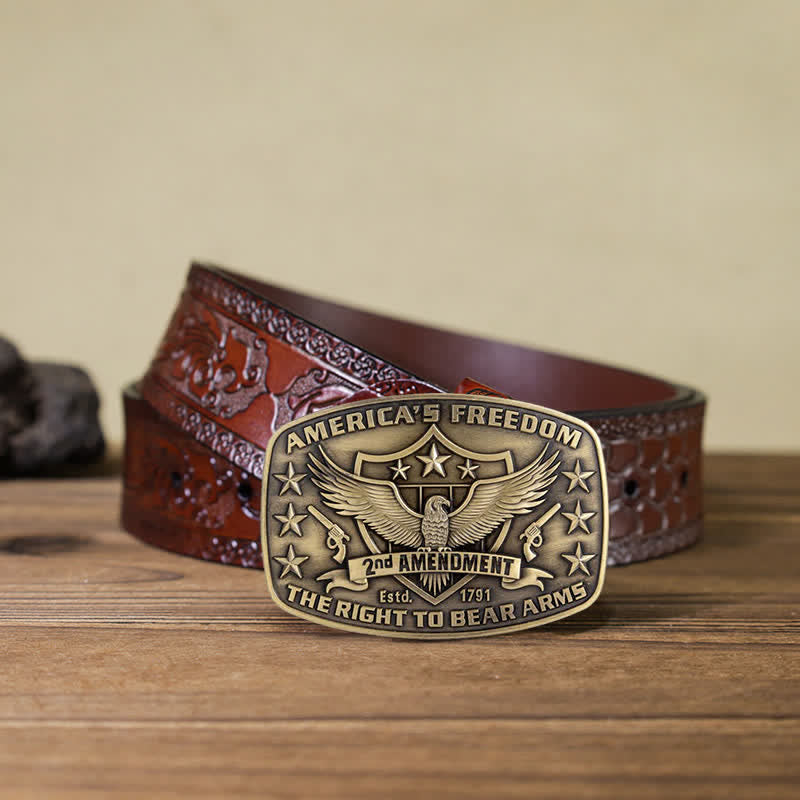 Men's DIY Eagle America's Freedom Buckle Leather Belt