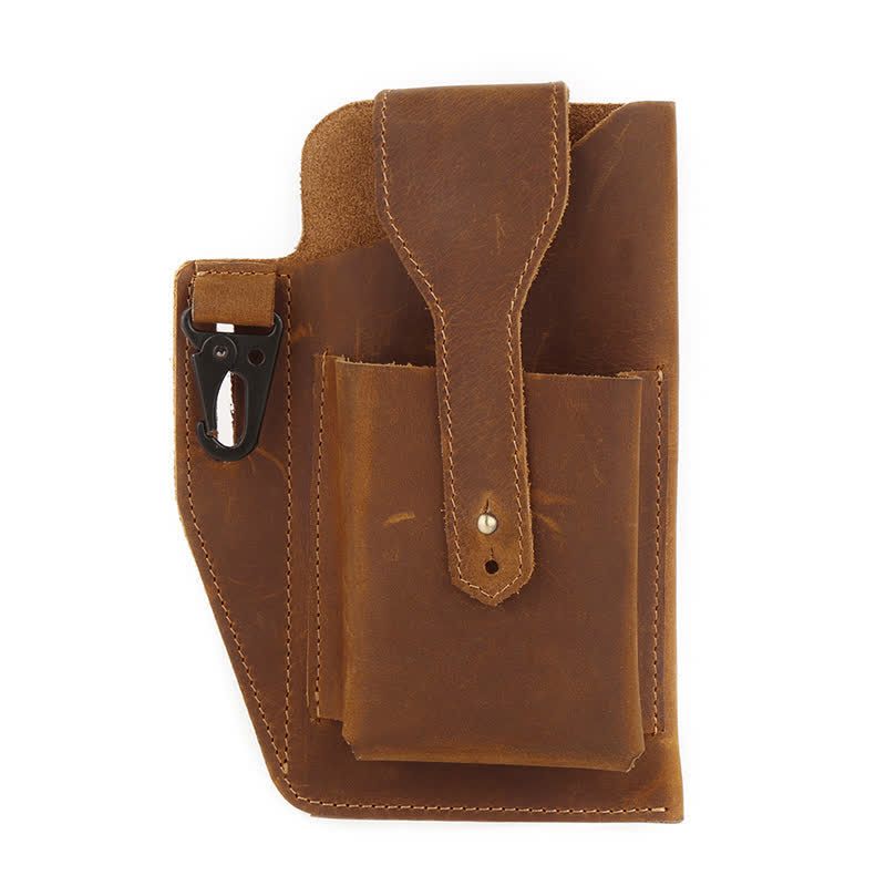 Minimalist Phone Crazy Horse Leather Belt Bag