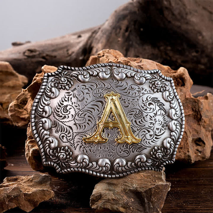 Men's DIY Alphabet Initial Letter Buckle Leather Belt