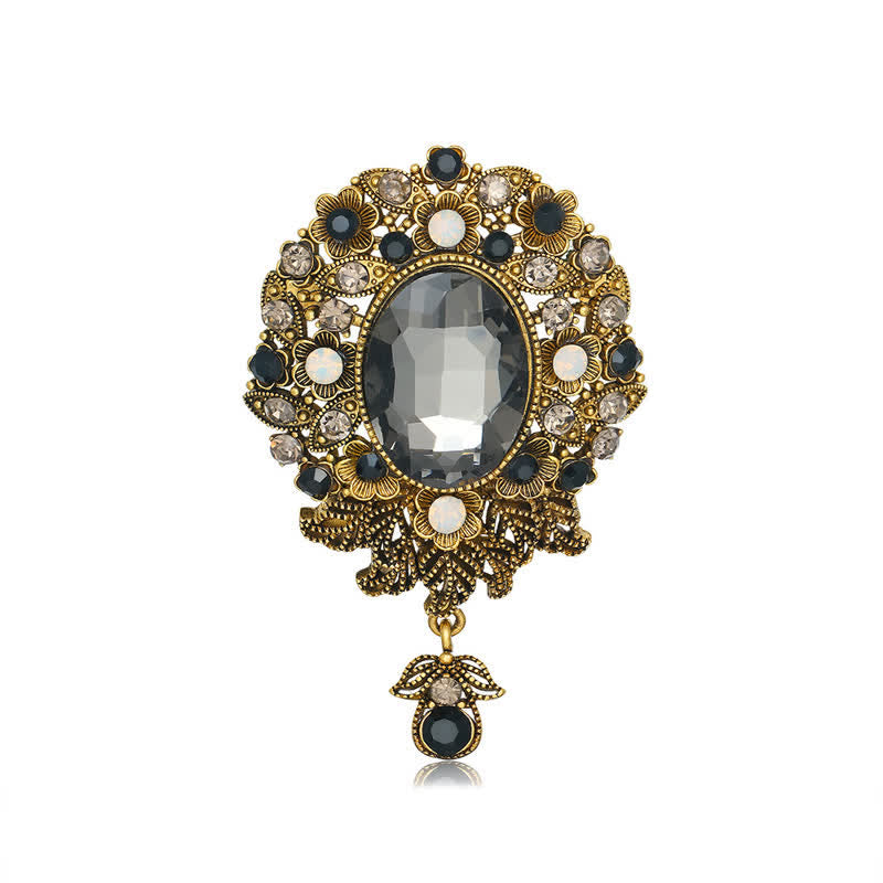 Women's Boheimia Round Crystal Waterdrop Brooch