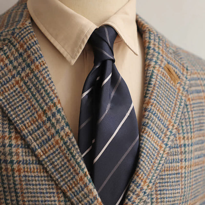 Men's Classical Daily Office Striped Necktie - Navy - image 19