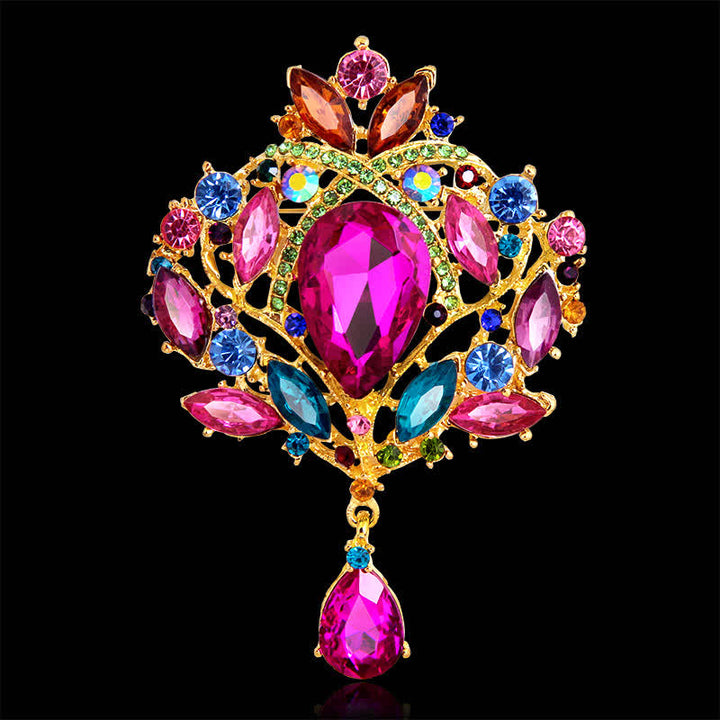 Women's Shiny Floral Bud Waterdrop Brooch