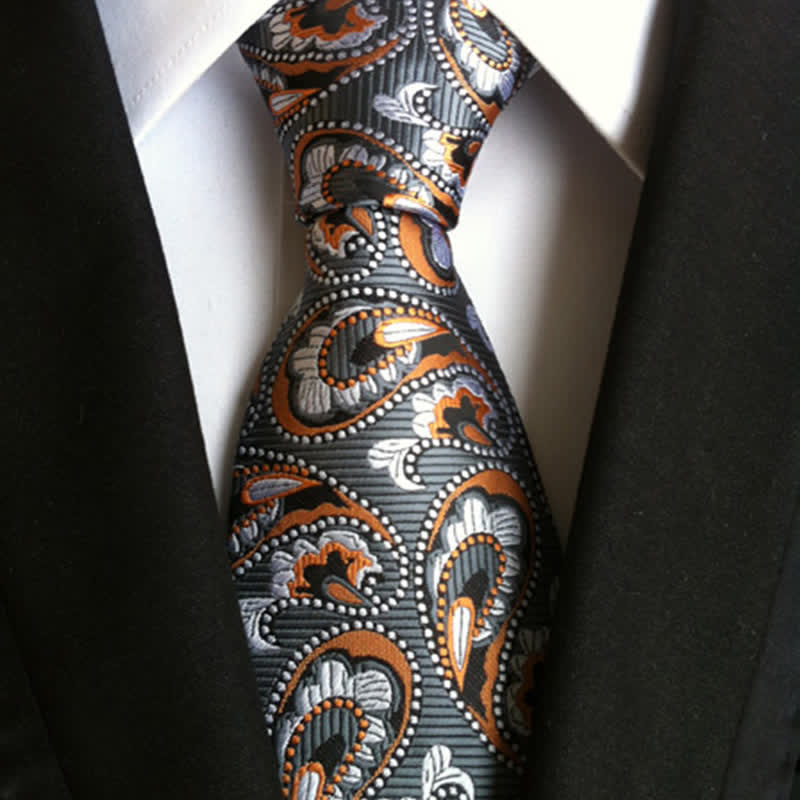 Men's Sea Wave Paisley Necktie - Gray - image 0