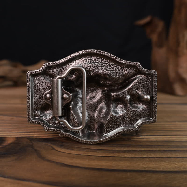 Men's DIY Domineering Longhorn Bull Buckle Leather Belt