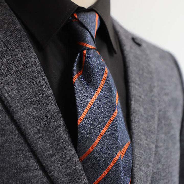 Men's Classic Pin-Striped Formal Necktie - Dark Blue - image 16