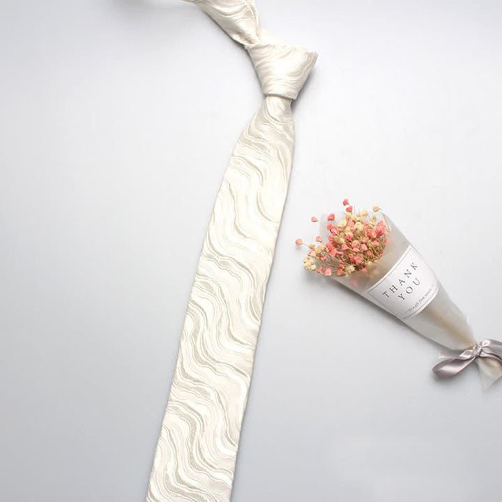 Men's Exotic Wave Striped Necktie - White - image 2