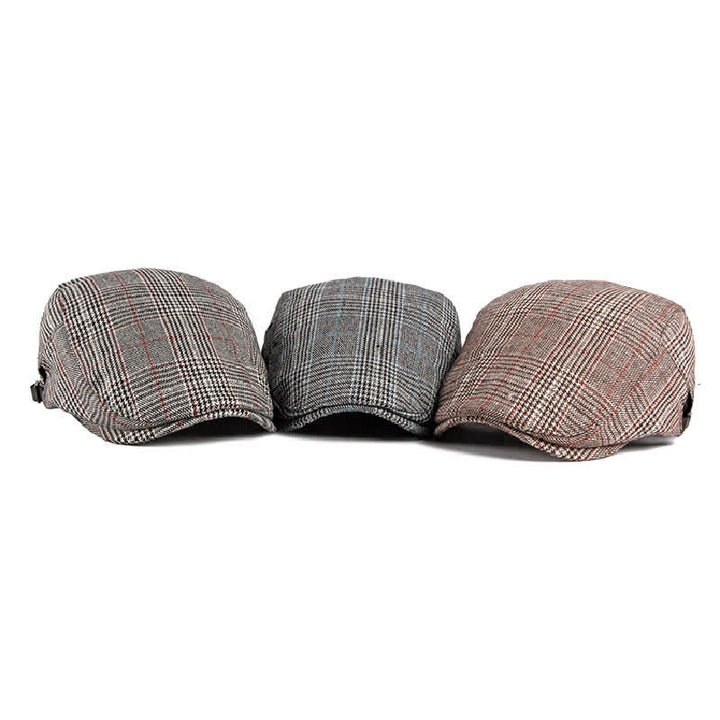 Classic Plaid Beret Cabbie Flat Cap