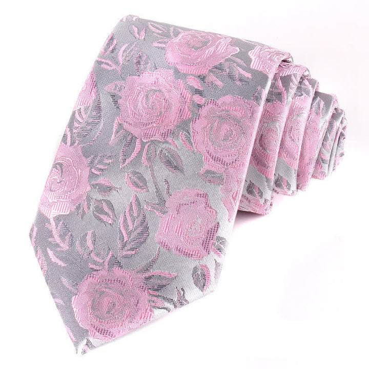 Men's Elegant Roses Leaves Necktie