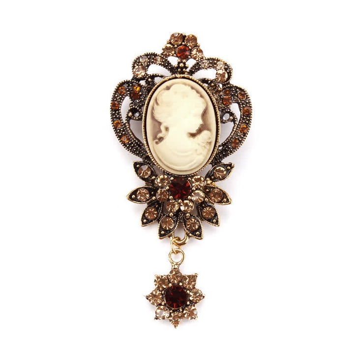 Women's Antique Cameo Lady Flower Brooch