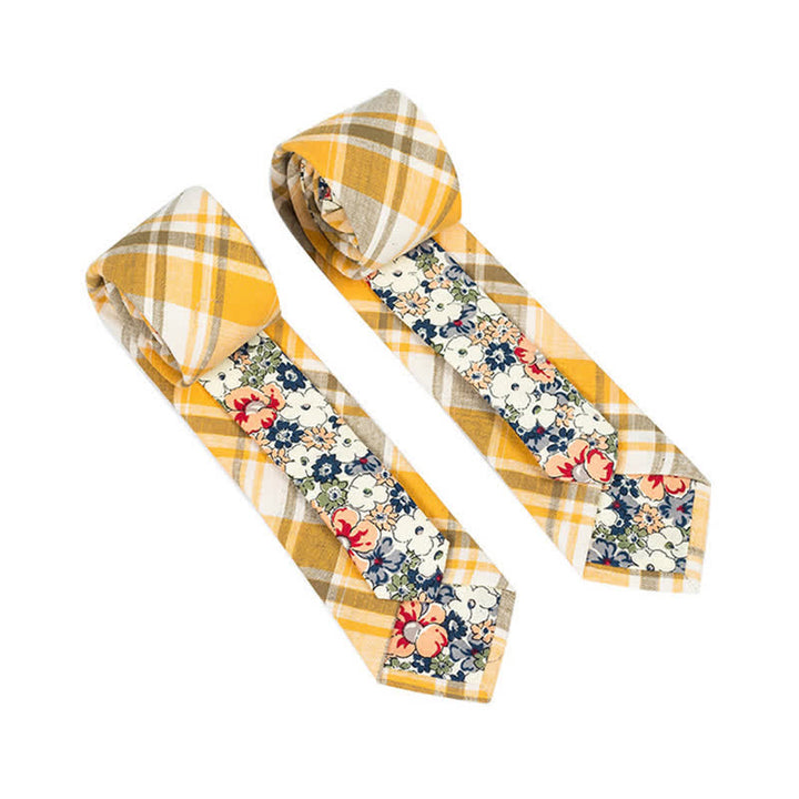 Men's Novel Plaid Floral Patchwork Necktie