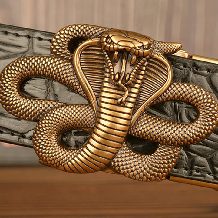 Men's Curled Cobra Alligator Pattern Leather Belt