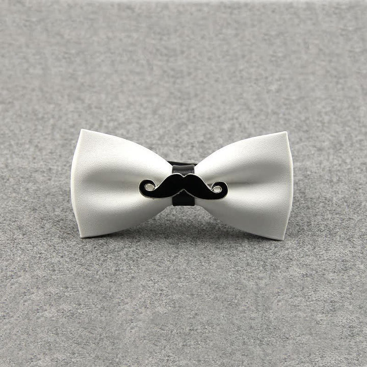 Men's Metal Mustache Leather Bow Tie