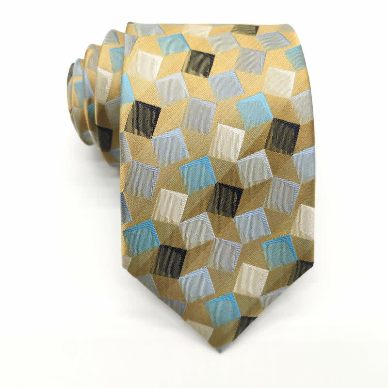 Men's Colorful Geometric Square Pure Silk Necktie