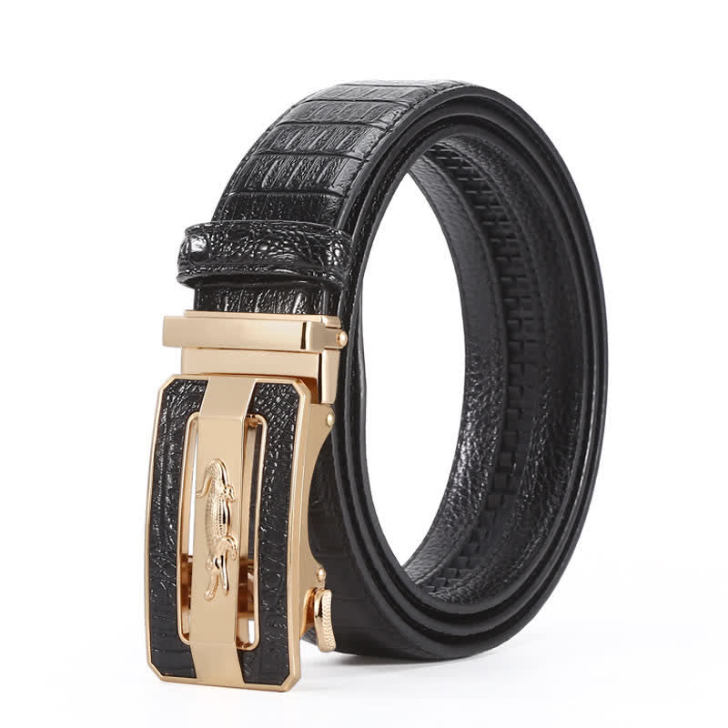 Men's Crocodile Pattern Automatic Buckle Leather Belt