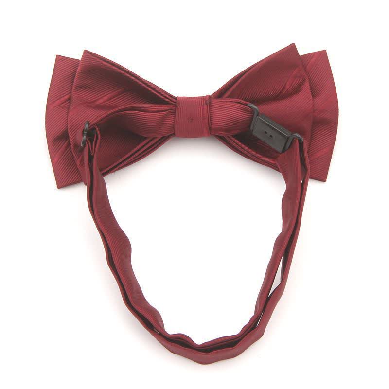 Men's Double-layer Plain Striped Bow Tie