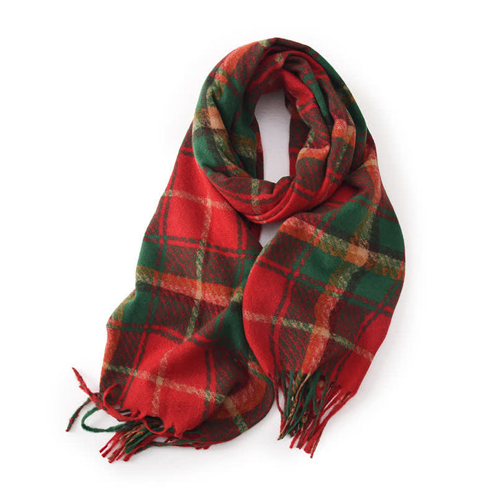 Women's Daily Knit Woven Tartan Checker Scarf