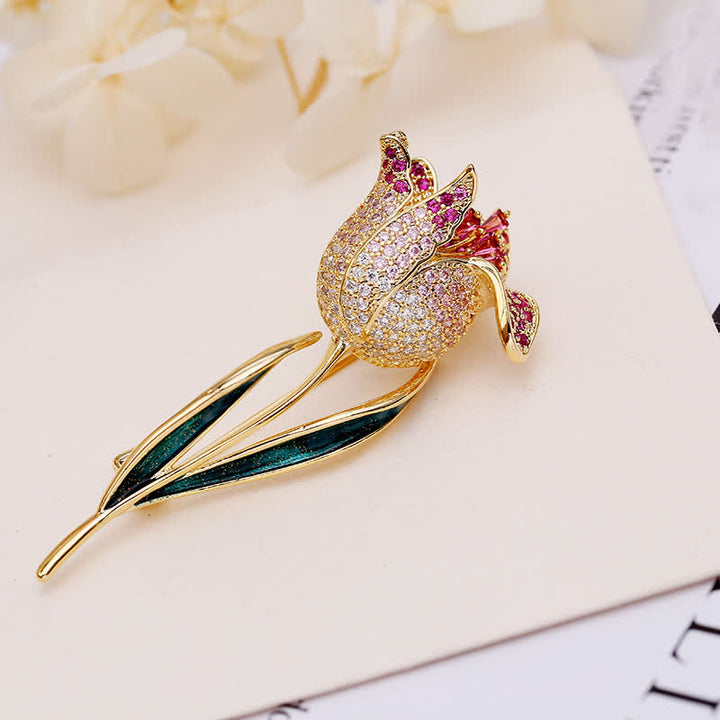 Women's Deep Love Tulip Brooch