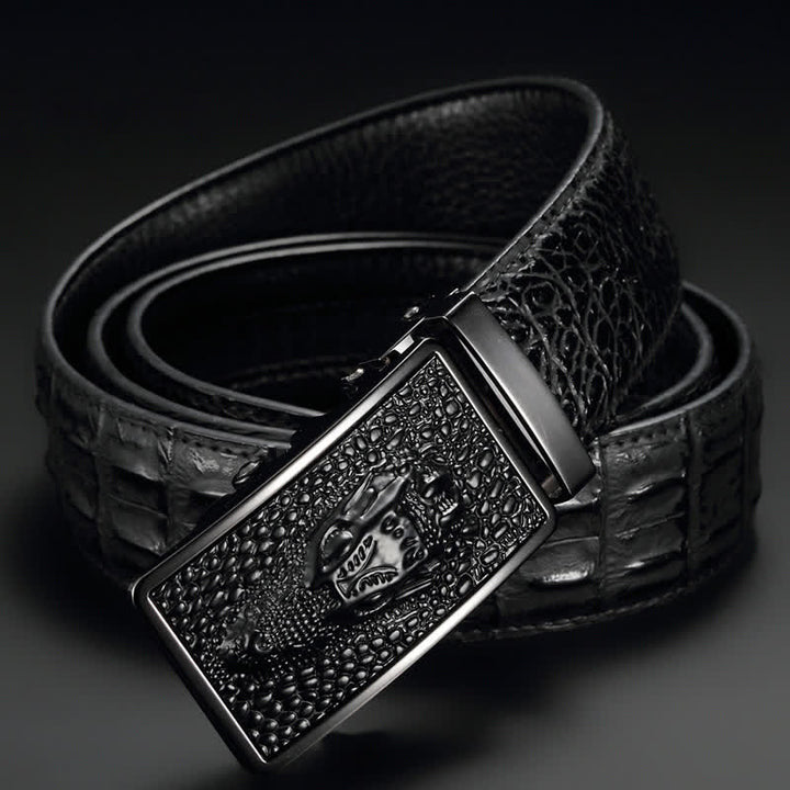 Men's Exotic Alligator Head Buckle Leather Belt