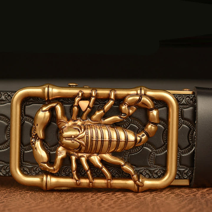 Men's Scorpion Embossed Engraved Leather Belt