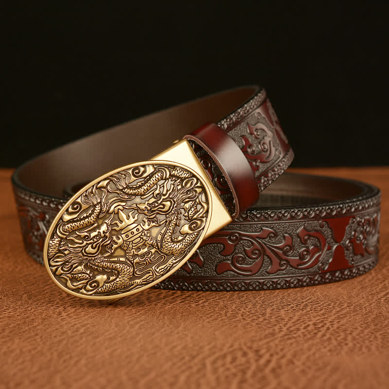 Men's Double Dragon Battling Leather Belt